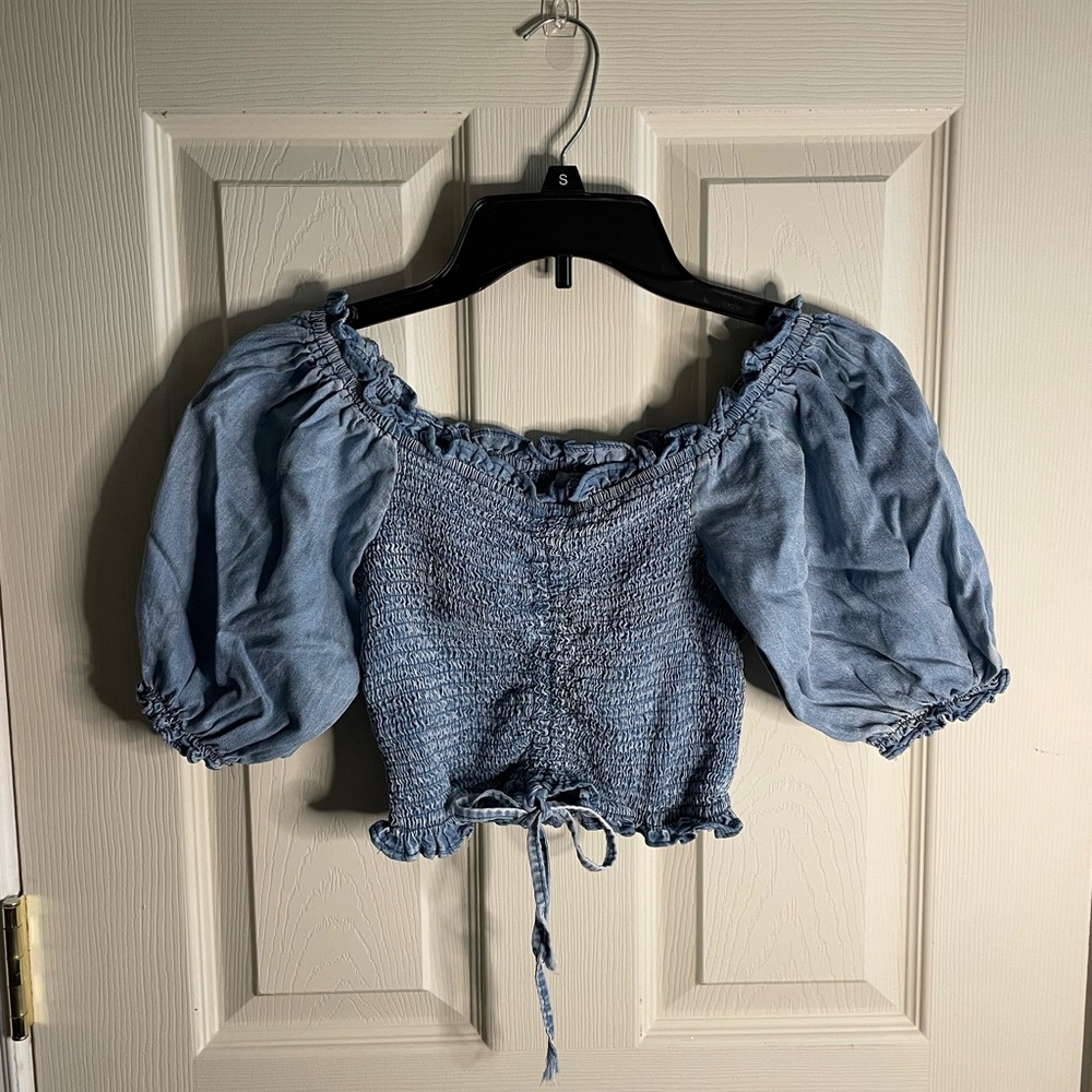 Brand new never work denim look crop top
